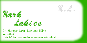 mark lakics business card